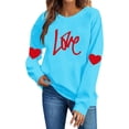thumbnail image 6 of JTZGDY Love Heart Sweatshirts for Women Cute Valentines Day Long Sleeve Crewneck Pullover Tops Trendy Cozy Graphic Holiday T-Shirts Light Blue L, 6 of 6