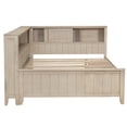 thumbnail image 5 of Full Size Wood Daybed with Storage, Farmhouse Style Day Bed with Shelves and 3 Drawers, Antique White, Space Saving Bed Frame, No Box Spring Needed, 5 of 9