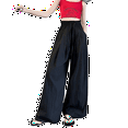 thumbnail image 2 of Girls Pants Casual Pants for Girls Summer Lightweight Ice Silk Wide Leg Trousers Casual Breathable Flowy Everyday Wear for Kids Ages 6-15, 2 of 5