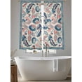 thumbnail image 4 of Teal Blue Red Ethnic Sheer Curtains 72 Inch Length 2 Panels Set, Boho Modern Geometric Abstract Art Voile Window Treatment Rod Pocket Curtains Sheers Drapes for Bedroom/Living Room/Kitchen 52"x72"x2, 4 of 7