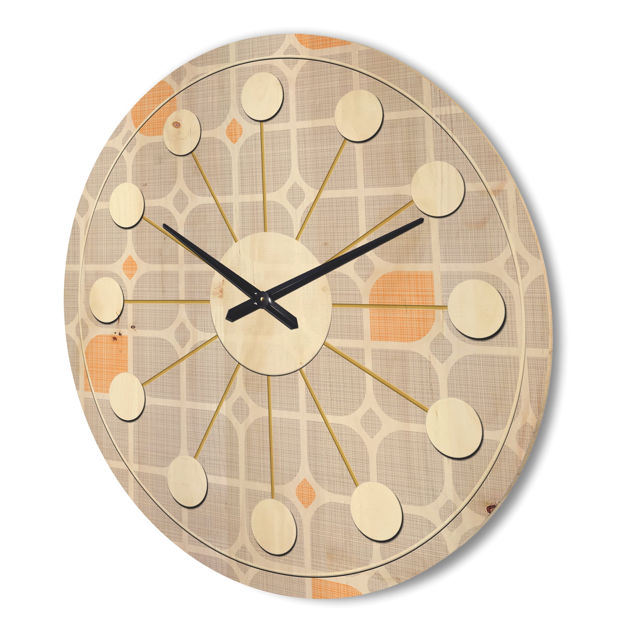 Designart 'Geometrical Retro Pattern II' Mid-Century Modern Wood Wall Clock