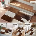 thumbnail image 6 of Cow Cowhide Front Door Rugs 2x3 ft Abstract Brown Seam Leather Small Rug for Entryway Non Slip Washable Bathroom Door Mat Absorbent Floor Mat for Indoor Entrance, 6 of 9