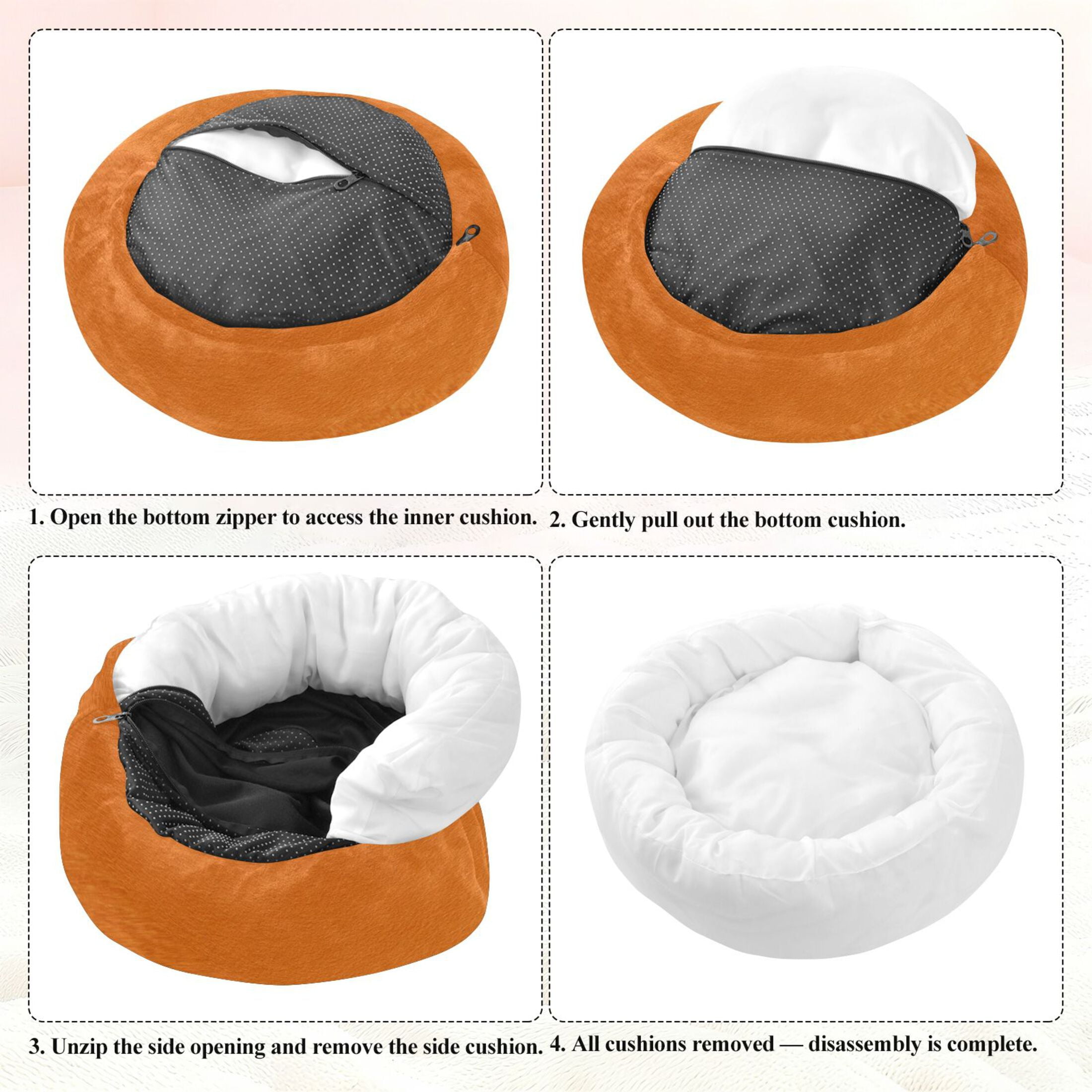 Iauyy Pet Couch Donut Cat Bed for Indoor Cats/Small Dogs Washable & Machine with Non-slip Bottom Calming Cat Furniture, Orange Cardboard (M)