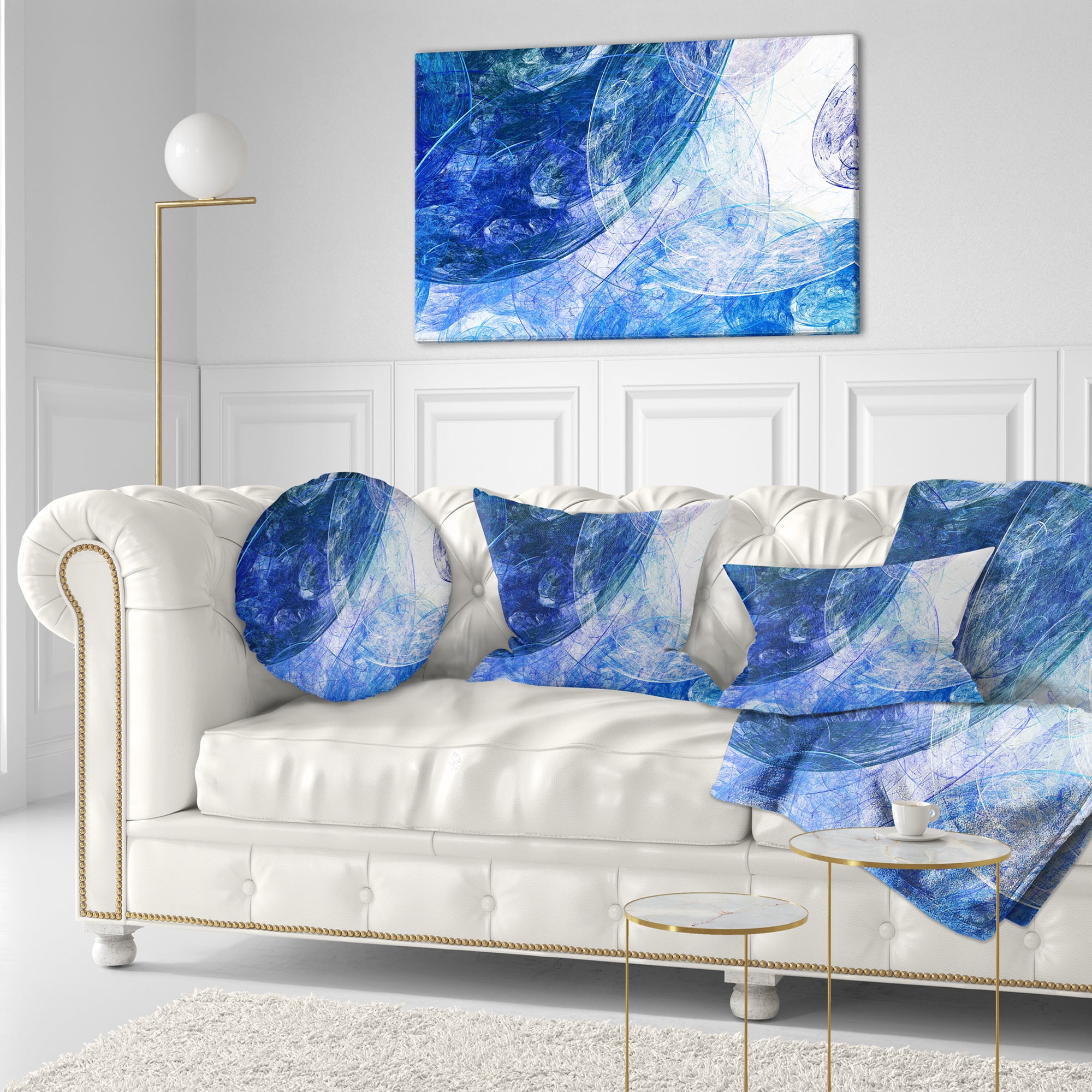 Designart Light Blue Swirling Clouds - Abstract Throw Pillow - 12x20