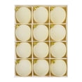 thumbnail image 4 of 12-Piece Flocked Christmas Ball Ornaments 2.4 in Plastic Velvet Style Baubles Beige for Tree Wreath Decor, 4 of 9