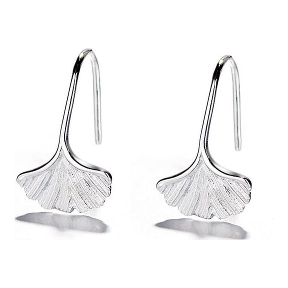1 Pair Women Creative Silver Ginkgo Leaves Dangle Earring