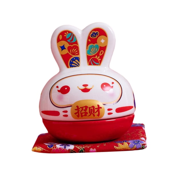 Estatuilla de conejo alcancía/estatua de animal/tarro de ahorro/estatuilla de pequeño de cerámica decorativa para decoración del hogar regalo Estilo F perfecl Figura de conejo pequeño