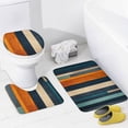 thumbnail image 4 of 4 Piece Bathroom Shower Curtain Sets Bath Mat U-Shaped Floor Mat Toilet Lid Oval Rug Orange And Blue Stripe Waterproof Personality Pattern Bath Curtain Vertically Stripes Pattern for Bathtub Decor, 4 of 8