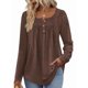 thumbnail image 2 of Camisas de Larga para Mujer, Conjuntos de Otoño, Cuello Redondo, Túnicas Casuales, Blusas de Moda, Ropa de Moda. Café L, 2 of 6