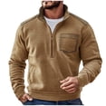 thumbnail image 4 of YLSDY Mens Retro Fleece Sweatshirt with Pocket Color Block Slim Fit Long Sleeve Half Zip Pullover Shirt Trendy Fall Hiking Blouse Brown M, 4 of 4