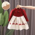 thumbnail image 3 of GPAECEAD Baby Girls Knitted Sweater Dress Kids Floral Sweater Top + Ruffles Mini Skirt Outfits Fall Winter Clothes Set 2pcs 1-8 Years Burgundy, 3 of 3