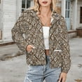 thumbnail image 3 of Jackets for Women Winter Coat Jackets Flannel Stand Collar Jacket(Abstract Geometric Brown Textile Design,Size:S-4XL), 3 of 7