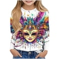 thumbnail image 2 of Blusas y camisas de manga larga con cuello redondo Camisas con estampados de manga larga Cuello redondo lindo Blusas casuales elegantes Ropa Camisas de cuello redondo Niña Top de poliéster, 2 of 5