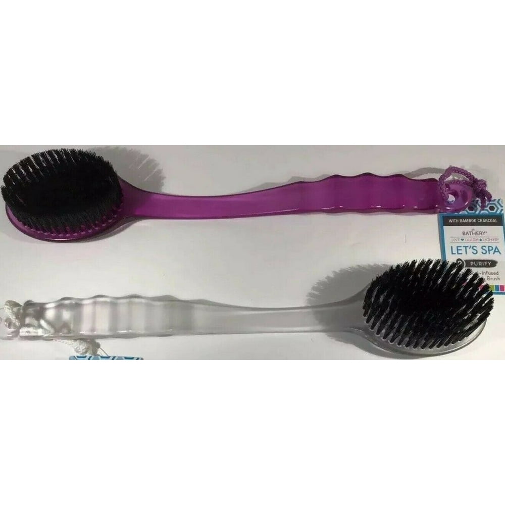 The Bathery Charcoal Infused Bristle Bath Brush, Two Pieces Set