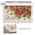 thumbnail image 3 of Spring Summer Floral Flower Decorative Front Door Mat, Red Geranium Doormat Indoor Outdoor Non-Slip Floor Entryway Rug, Gather Bee Seasonal Home Kitchen Decoration 17x30 Inch, 3 of 6