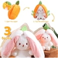 thumbnail image 2 of Peluche Mukorolee reversible con forma de zanahoria y fresa, conejito, 2 of 8