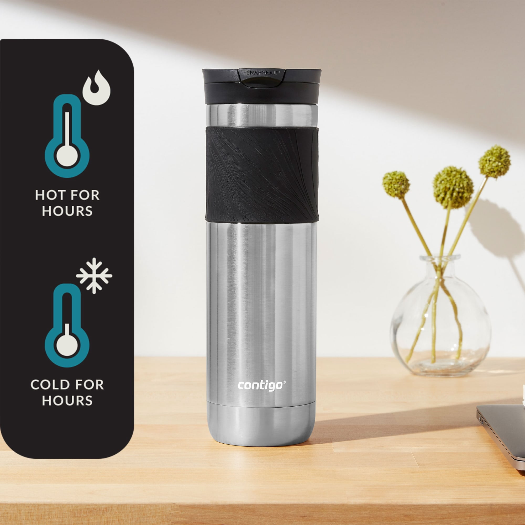 (2 pack) Contigo Byron 2.0 Stainless Steel Travel Mug with SNAPSEAL Lid Stainless Steel, 24 fl oz.