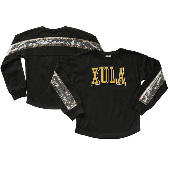 Girls Youth Gameday Couture Black Xavier University of Louisiana Gold Rush Guess Who's Back Long Sleeve T-Shirt