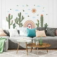 thumbnail image 4 of Boho Cactus Wall Decals Rainbow Birds Large Wall Sticker DIY Peel and Stick Removable Murals Stickers for Nursery Room Decor, 4 of 6
