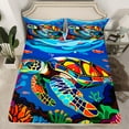 thumbnail image 2 of Feelyou Sea Turtle Twin Sheet Sets, Ocean Marine Animal Twin Fitted Sheet, Kawaii Sealife Flat Sheet, Ultra Soft Bedroom Decor, 3pcs, 2 of 7