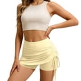 thumbnail image 6 of Aihuaihua Mini Skirts for Women Bodycon Casual Mini Skirts Adjust Drawstring Ruched Short Skirt Micro Club Skirt Yellow S, 6 of 7