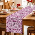 thumbnail image 3 of Ethnic Style Table Runner, Vintage Flowers Pink Floral Cotton Linen Kitchen Table Decoration Washable Dining Tabletop Runners for Home Party Decor 13x48 Inches, 3 of 9