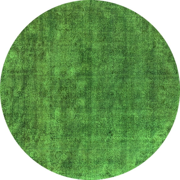 Ahgly Company Indoor Round Oriental Green Industrial Area Rugs, 8' Round