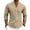 Khaki #012, variant on Men's Linen Long Sleeve Shirt Button Henley Shirt V-Neck Casual Plain Lightweight Fall Top L