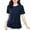 Blue, variant on Sevevn Women's Fashionable Retro Embroidered Round Neck Five Quarter Sleeved Short Sleeved Blouse Gift for Adults Brown XXXXL