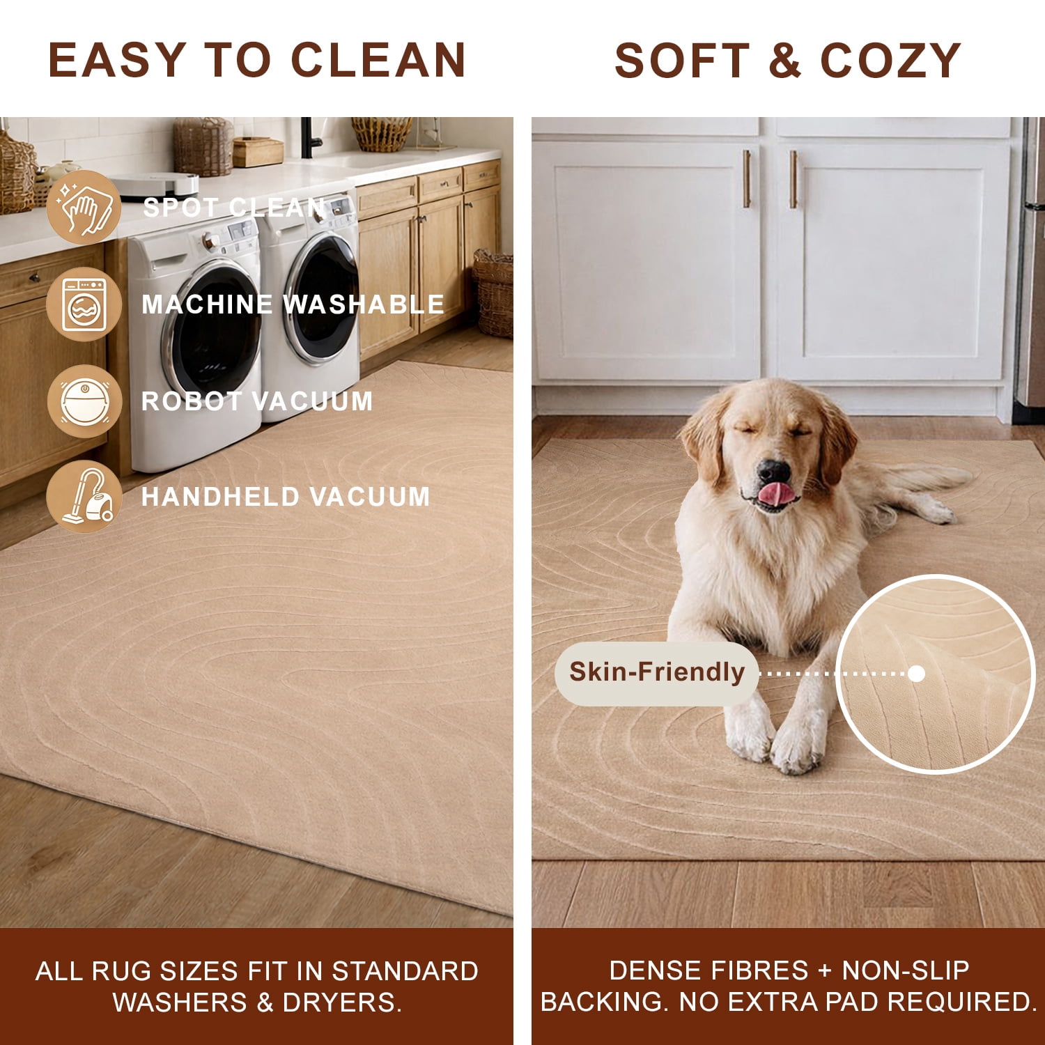 ECARPET Somos Machine Washable Contemporary/Modern Area Rug for Living Room, Bedroom, Dining Entrance, Hallway and More