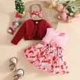 thumbnail image 2 of CAICJ98 Toddler Baby Girls Christmas Outfits Sleeveless Dress Long Sleeve Ruffle Coat Bow Headband Clothing sets,Size 3-6 Months, 2 of 7