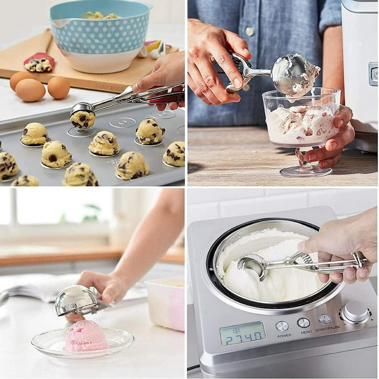 Ice Cream Cookie Scoop for Baking Set of 3, Melon Baller Scoop Anti-Freeze  Handle Stainless Steel Scooper with Trigger, Cupcake Scoop Batter Dispenser
