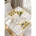 thumbnail image 5 of Yellow Bees Gnomes Placemats Set of 4, Spring Floral Branches Pastoral Placemats for Dining Table, Place Mats for Kitchen Tabletop, Waterproof Wipeable Dining Table Mats Set, 5 of 9