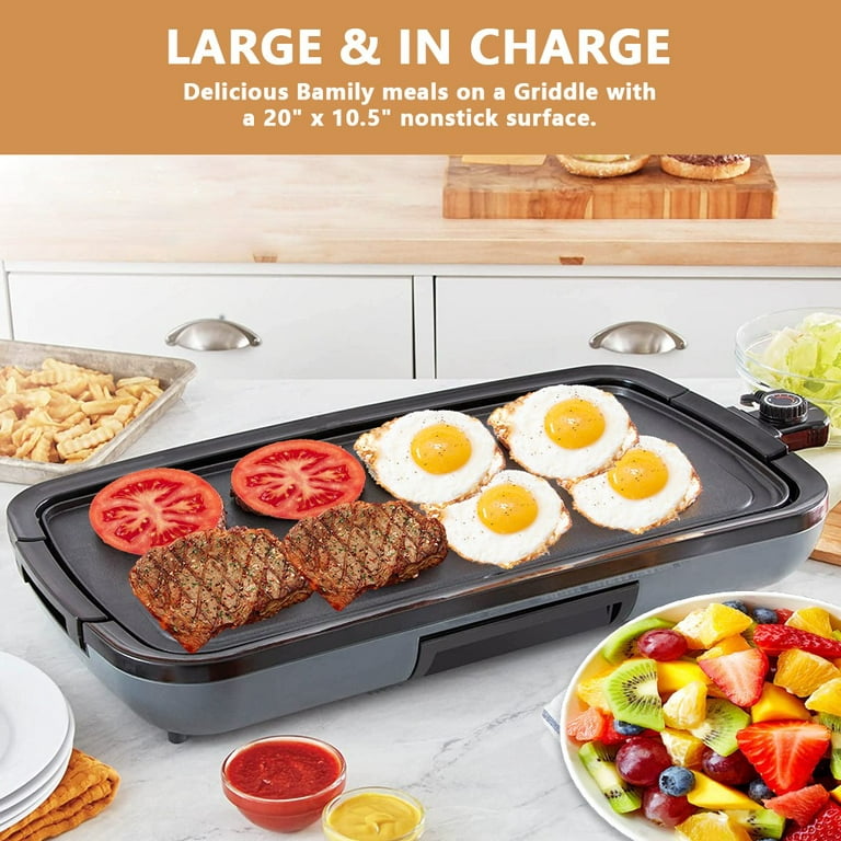 BLACK+DECKER Extra Large Family-Sized Non Stick Electric Cooking Griddle  10”x20”