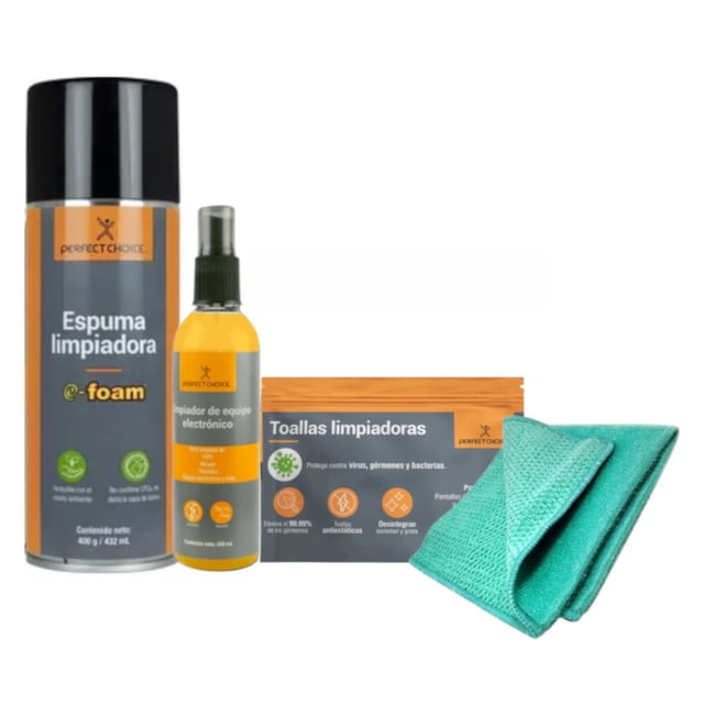 KIT limpieza PC Perfect Choice espuma toalla paño limpiador