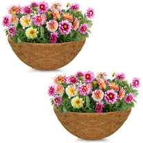Ludlz 2 PCS 10/12/14/16 Inch Round Coco Liners Hanging Basket Natural Replacement Coconut Fiber Liner for Garden Flower Pot Vegetables Herbs
