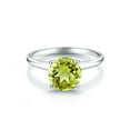 thumbnail image 4 of Gem Stone King 14K White Gold Green Peridot Solitaire Engagement Ring for Women (2.07 Cttw, Round 8MM, Gemstone Birthstone, Available in Size 5, 6, 7, 8, 9), 4 of 6
