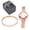 Rose Gold, variant on Women Jewelry Set Quartz Movement Watch Titanium Steel Bracelet Anniversary Gift For Wife Girlfriend Rose Gold Plated 10 inches / 25.4 cm Length Water Resistant Everyday Wear