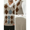 thumbnail image 6 of Unique Bargains Men's Argyle V Neck Slim Fit Sleeveless Knit Pullover Sweater Vests L Beige, 6 of 6