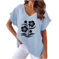 thumbnail image 2 of Linen Tops Womens Summer Tops Casual Short Sleeve Shirts for Women Casual Loose Tshirts Shirts Oversized Printed Tshirts My Items Ordered, 2 of 6