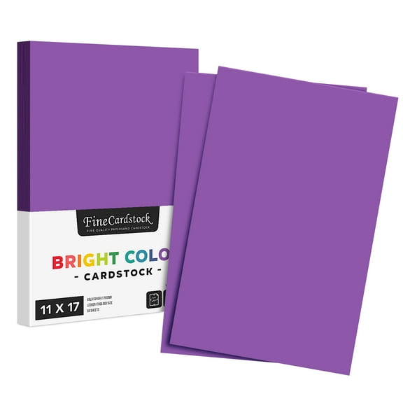 Premium Color Card Stock Paper - 65 Lb Cover Cardstock - 50 Sheets per Pack (11 x 17, Violet)