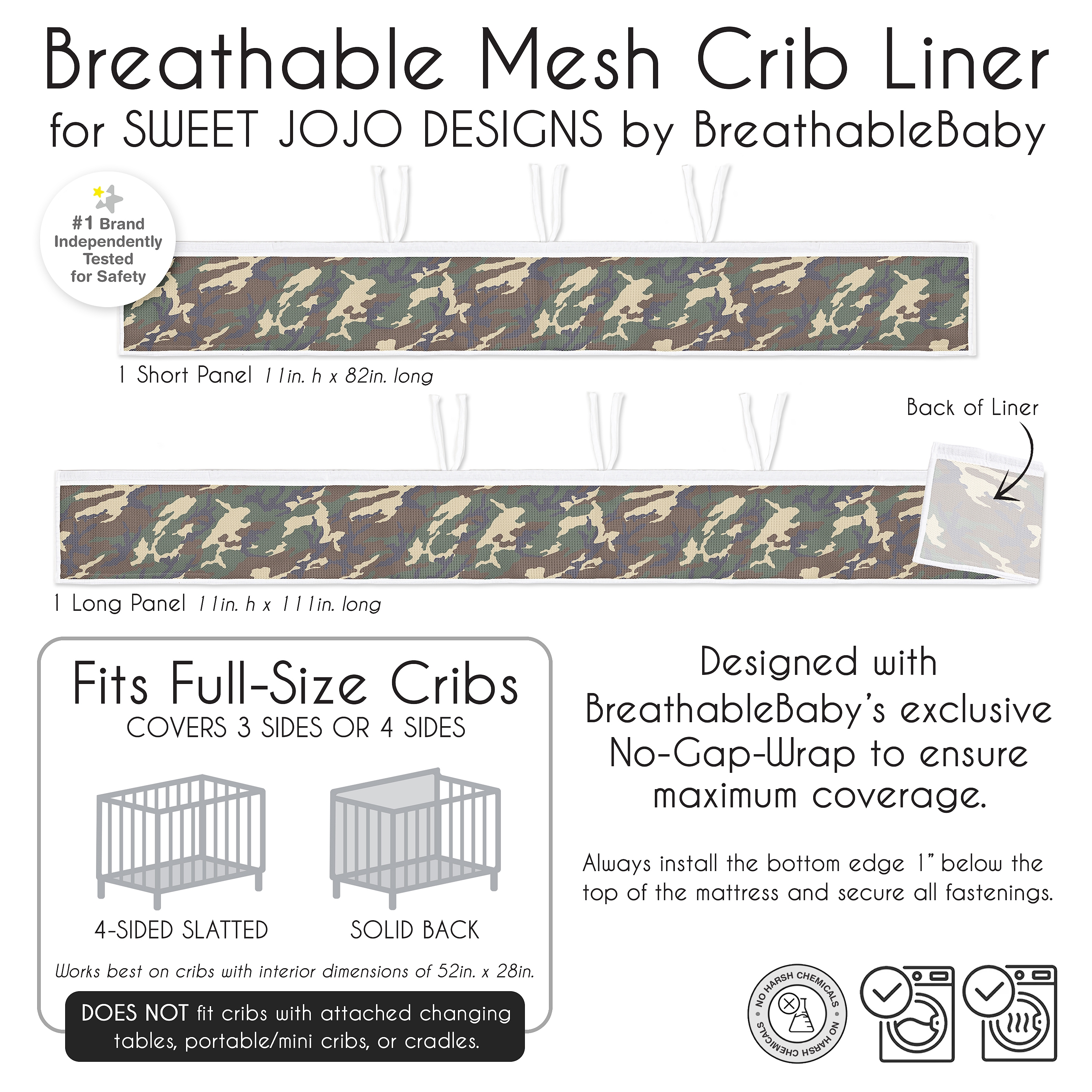 Sweet Jojo Designs + BreathableBaby Woodland Camo Boy Breathable Mesh Crib Liner