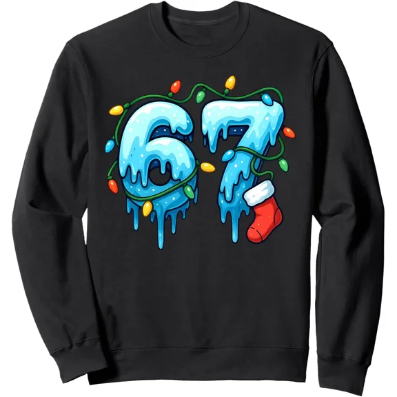 Sixty Seven Meme Holiday Humor Festive Christmas Number Playful Winter Sweatshirt, up to size 5XL