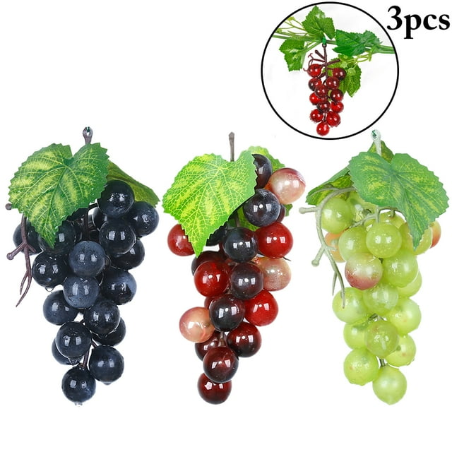 3 Bunches Artificial Grape Lifelike Decorative Artificial Fruit Photography Prop