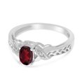 thumbnail image 3 of 14k White Gold Oval Garnet And Diamond Ring, 3 of 6