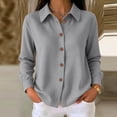 thumbnail image 2 of GUACER Tops for Women Waffle Knit Long Sleeve Button Down Collared Button-Down Shirts, 2 of 7