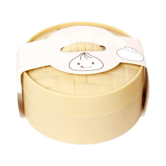 Squeezable Stuffed Dumpling Bun Stress Ball with Mini Steamer, White