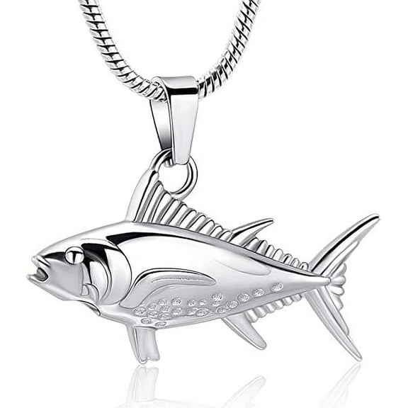 Cremation Jewelry for Ashes Fish Urns Necklace for Men Women Memorial Keepsake Jewelry Fish Hook Ashes Pendant for Pets/Human