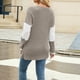 thumbnail image 4 of Camiseta Holgada con Botones y Cuello en V de Larga para Mujer, Otoño e Invierno 2025, con Contraste de Color Caqui M, 4 of 10
