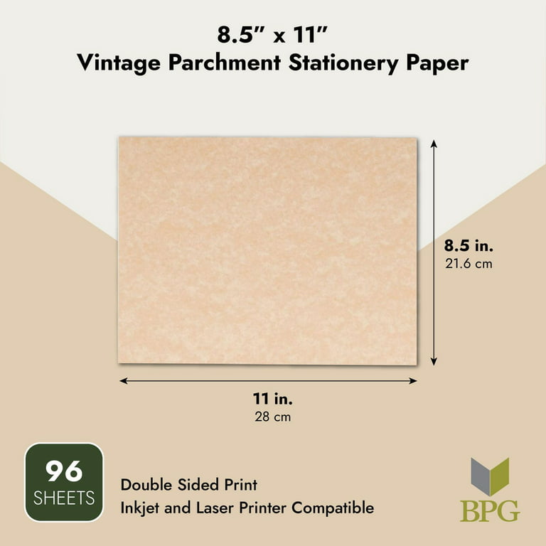 96 Sheets Antique Parchment Design Paper for Writing Letters, Printing Diplomas, Resume, 8.5 x 11 in
